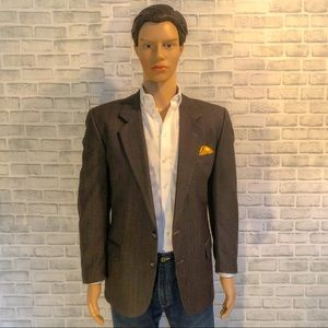 E. Di Simone 100% Wool Charcoal Pinstriped Blazer